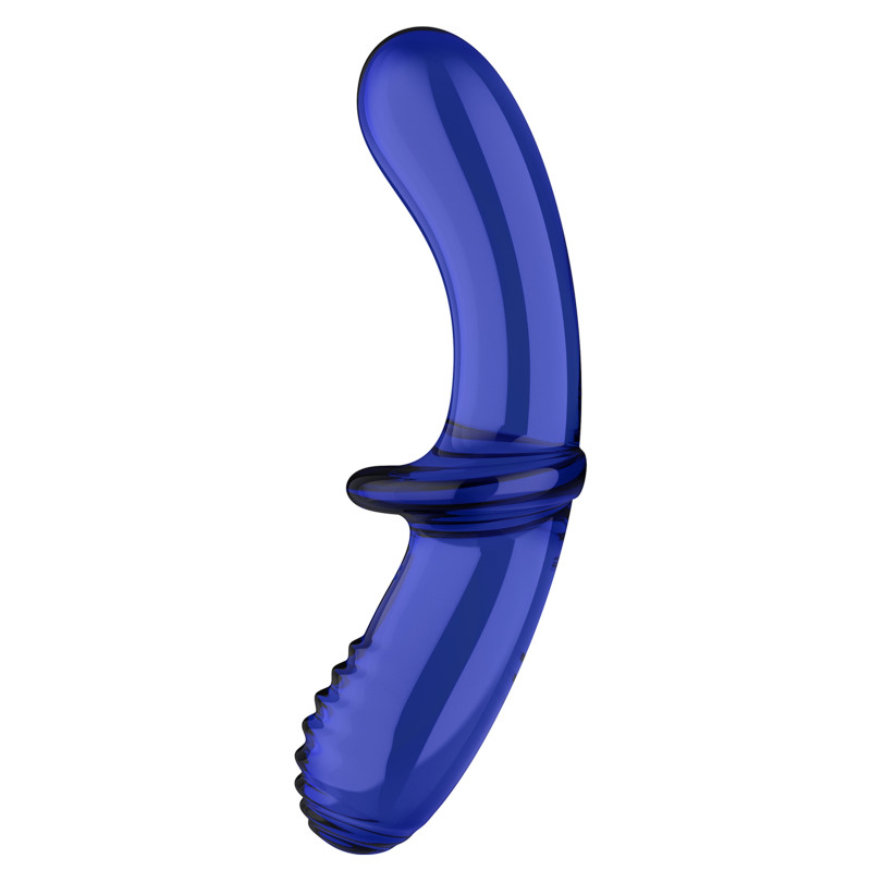 Satisfyer Gode en verre Double Crystal 18.5 x 3.5cm Bleu